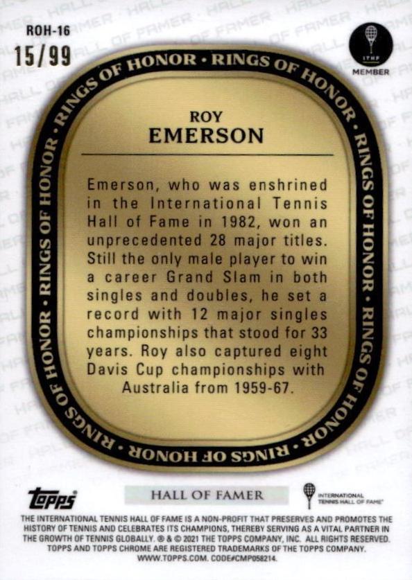 Roy Emerson  tennis card collectible - Main Image 2