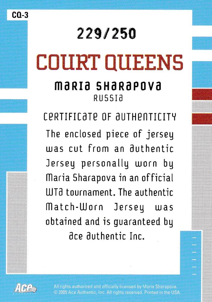 Maria Sharapova  tennis card collectible - Main Image 2