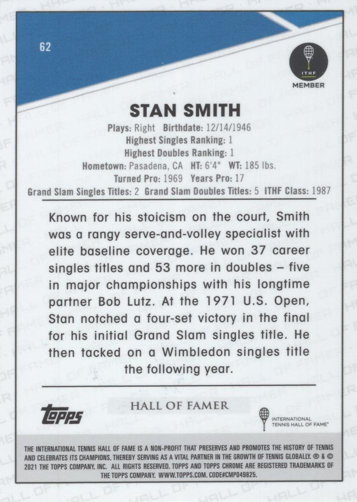 Stan Smith  tennis card collectible - Main Image 2