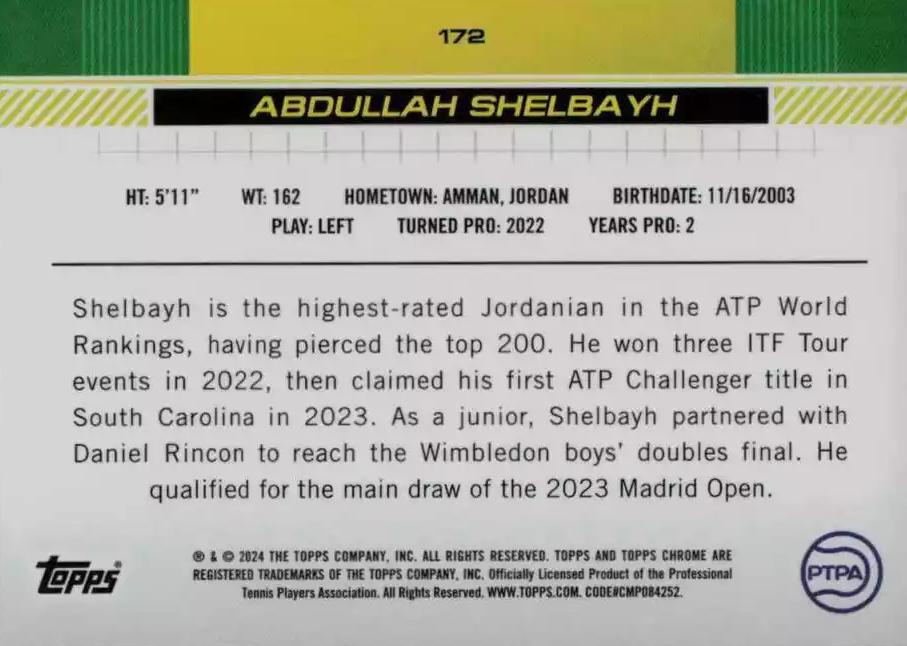 Abdullah Shelbayh  tennis card collectible - Main Image 2
