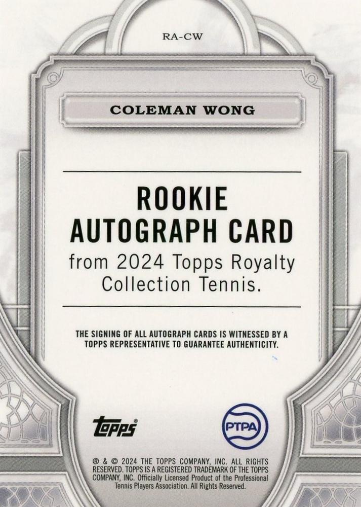 Coleman Wong  tennis card collectible - Main Image 2