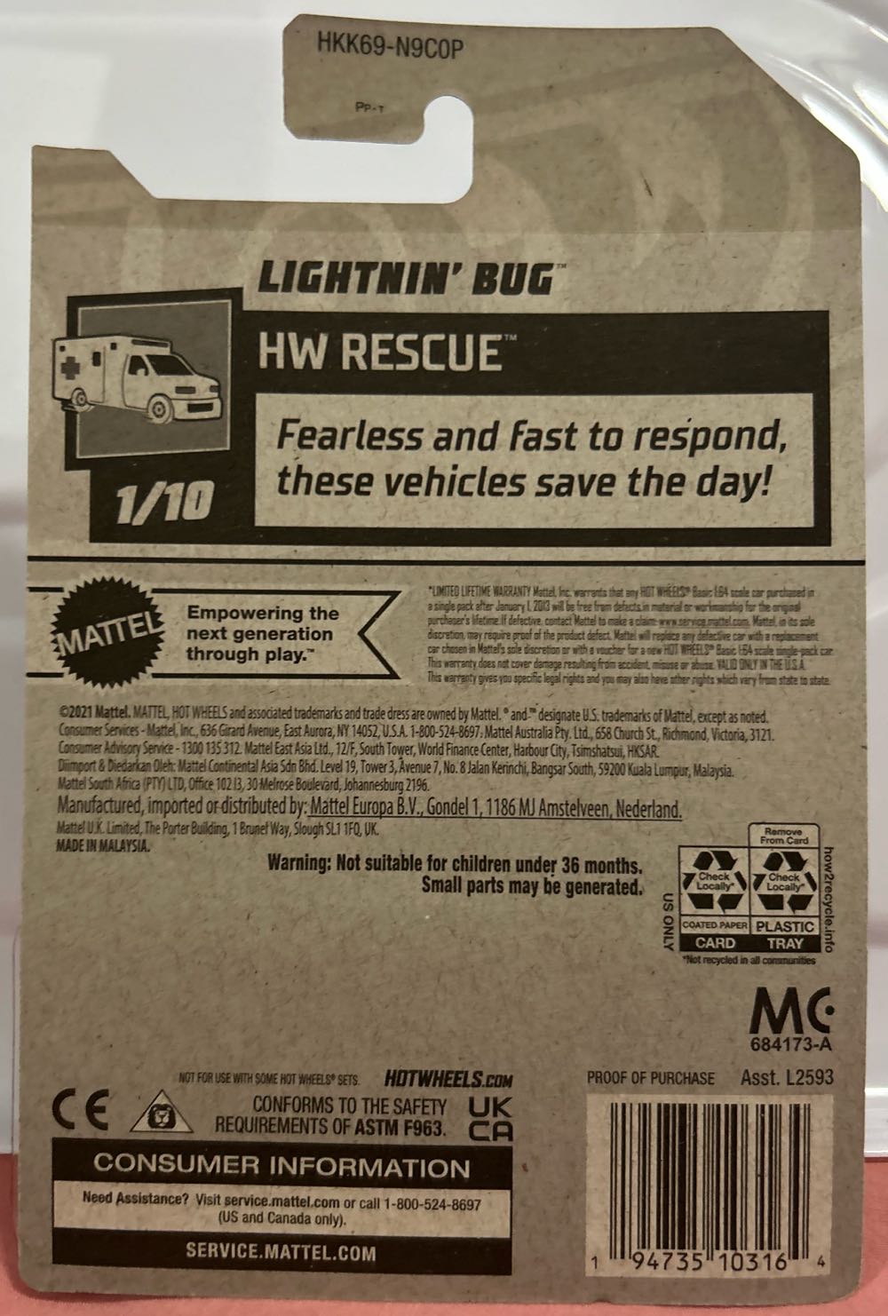 Lightnin’ Bug - HW Rescue™ toy car collectible [Barcode 194735103164] - Main Image 2