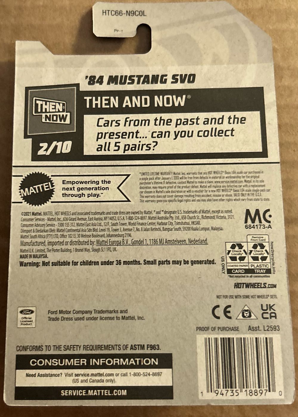 ‘84 Mustang SVO - Then And Now® toy car collectible [Barcode 027084120134] - Main Image 2