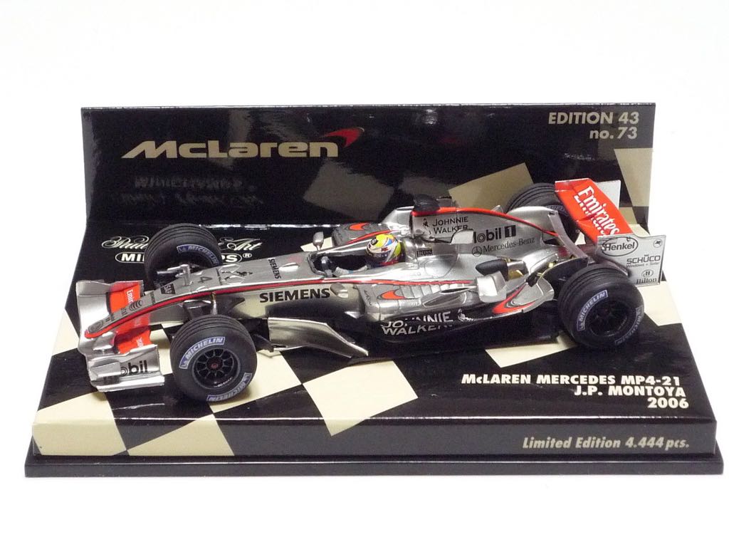 McLaren MP4-21, #4, J.P. Montoya, 2006, Minichamps, 530 064304, 1:43 - Minichamps toy car collectible [Barcode 4012138072749] - Main Image 1