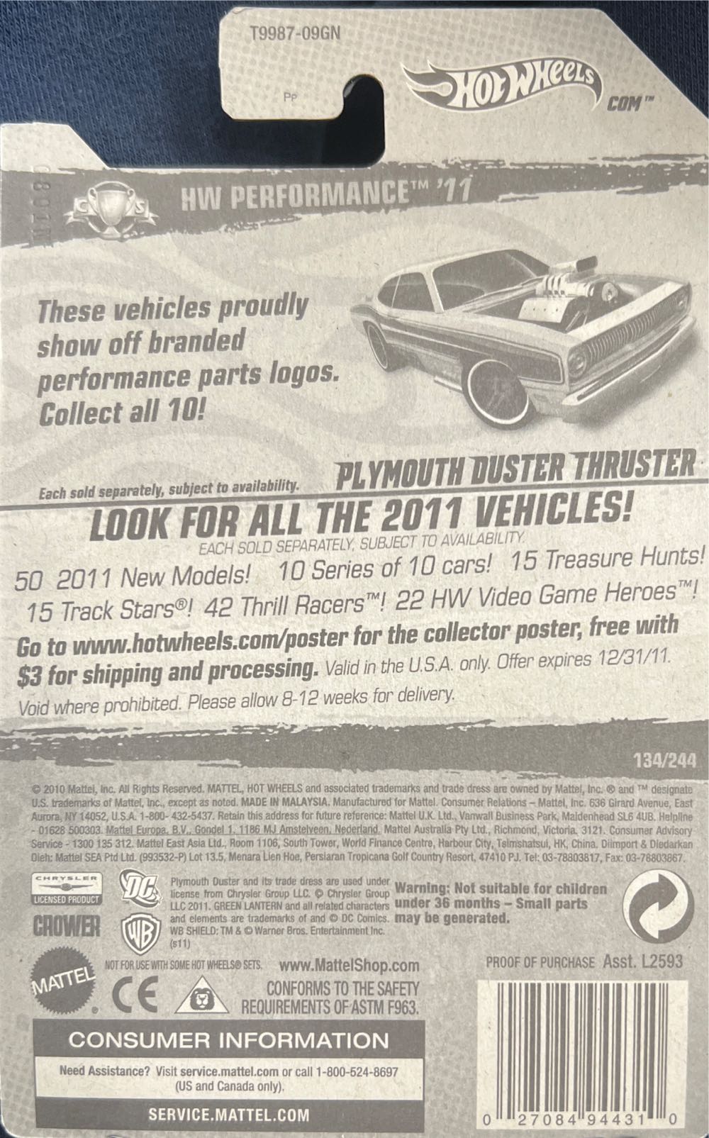 Plymouth ‘72 Duster Thruster - HW Performance ’11 toy car collectible - Main Image 2