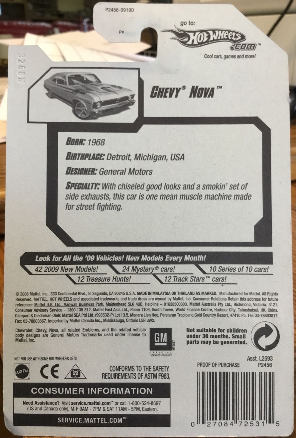 Chevy Nova - Faster Than Ever ’09 toy car collectible [Barcode 027084725315] - Main Image 2