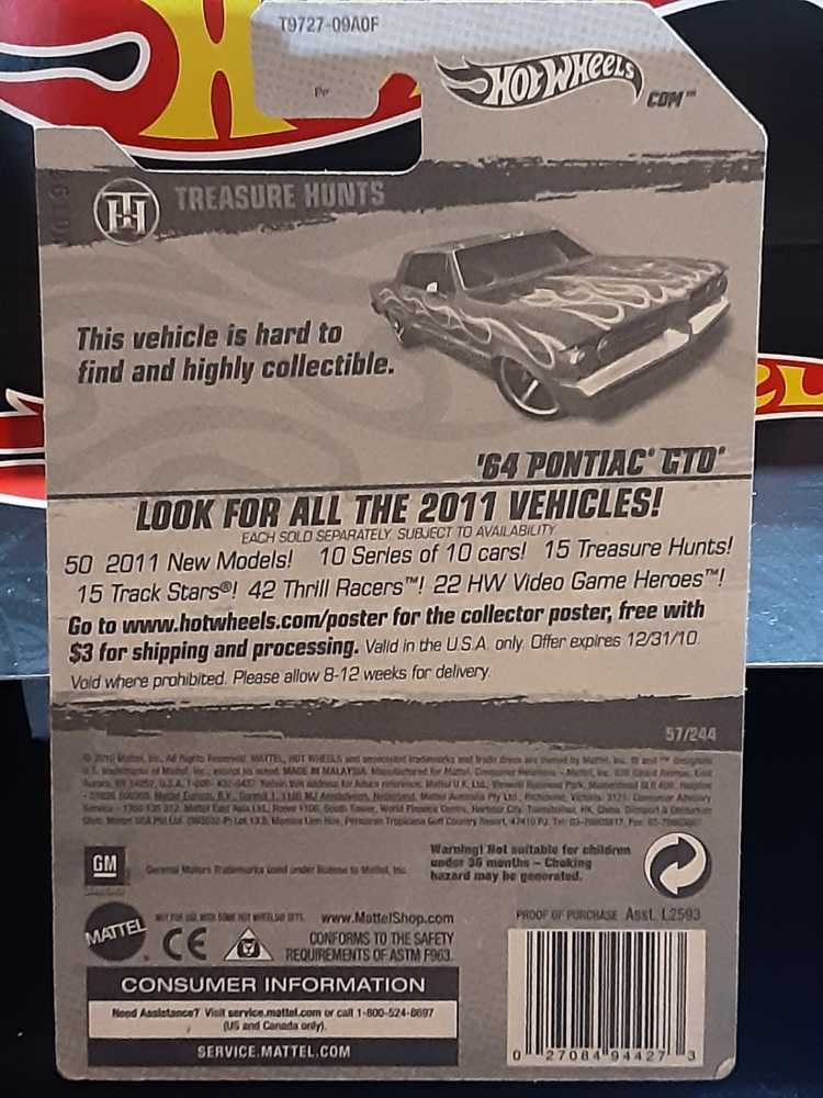 ’64 Pontiac GTO - ’11 Treasure Hunt toy car collectible - Main Image 3
