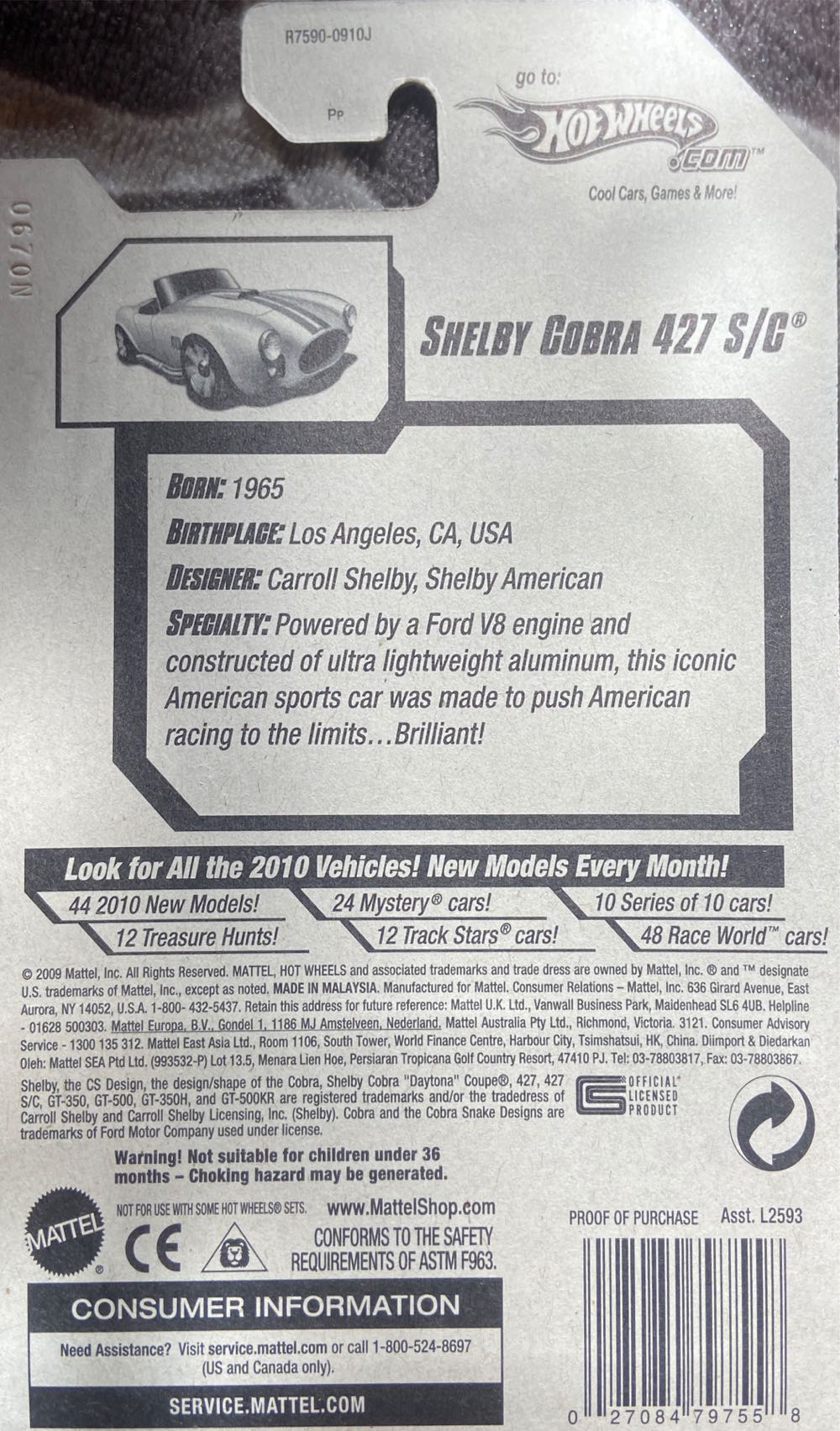 Shelby Cobra 427 S/C - Hot Auction toy car collectible [Barcode 027084797558] - Main Image 4