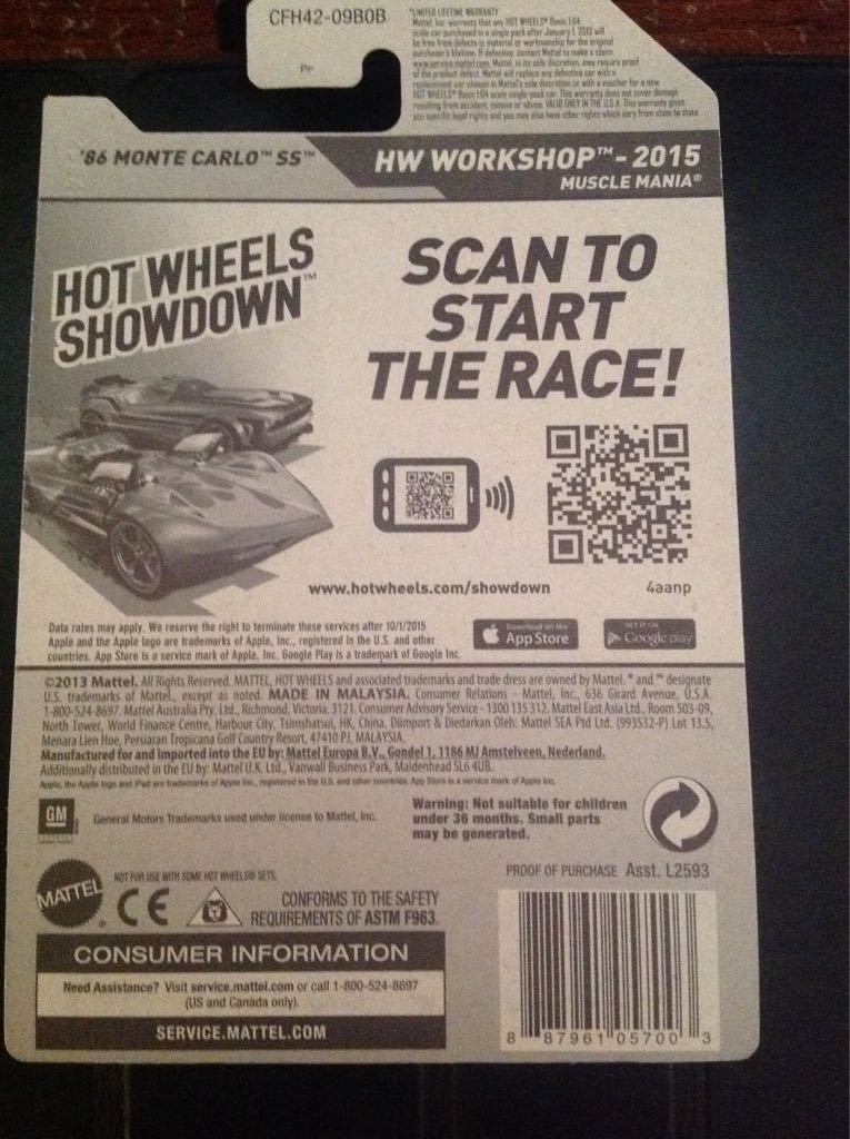 ’86 Monte Carlo SS - ’15 HW Workshop toy car collectible - Main Image 2