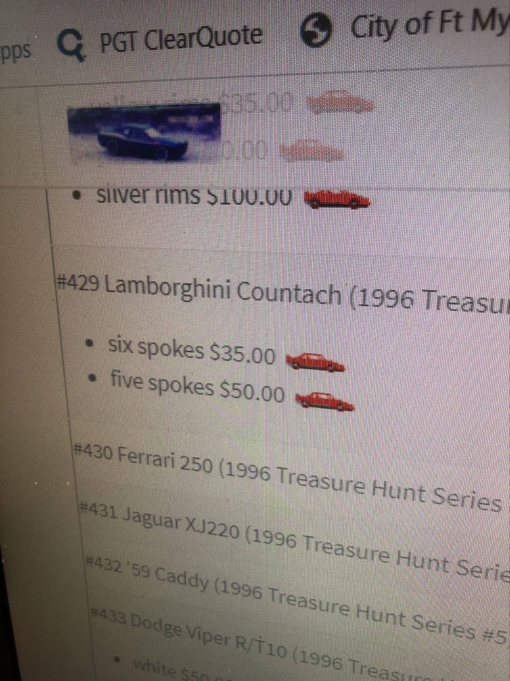 Lamborghini Countach - 1996 Treasure Hunts toy car collectible - Main Image 3