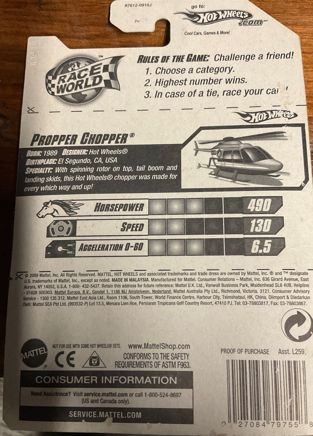 Propper Chopper - 2010 Race World - City toy car collectible - Main Image 3