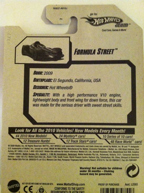 Formula Street - 2010 New Models toy car collectible - Main Image 2