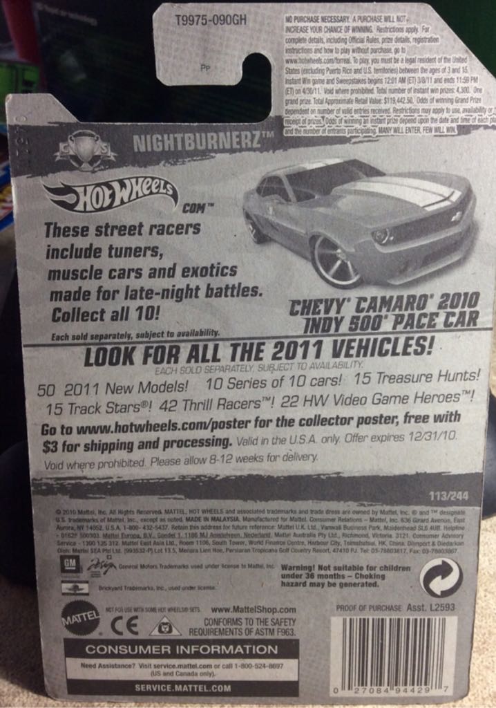 Chevy Camaro Concept Indy 500 Pace Car (Loose) - Racing Cars toy car collectible - Main Image 2