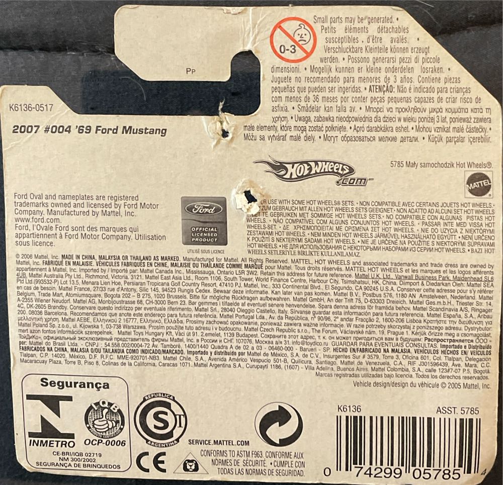 004 - 69 Ford Mustang (short Card) - 2007 New Models toy car collectible - Main Image 3