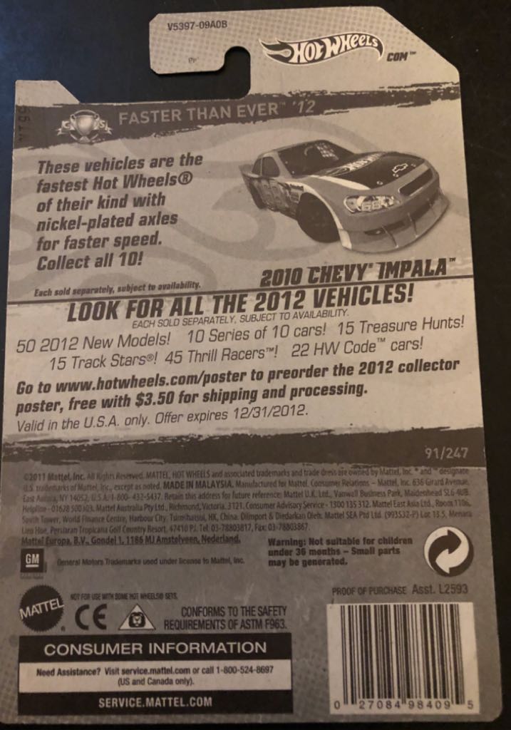 2010 Chevy Impala - Faster Than Ever ’12 toy car collectible - Main Image 2
