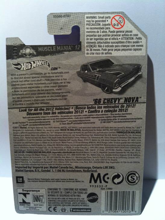 6/10 ’66 Chevy Nova - 2012 - HW Muscle Mania - GM toy car collectible - Main Image 2