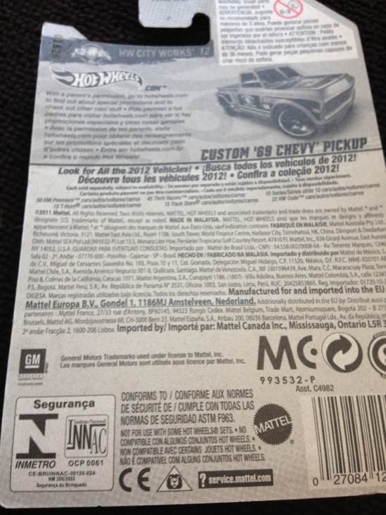 Chevy ’69 Custom Pickup - 2012 - HW City Works ’12 toy car collectible - Main Image 2