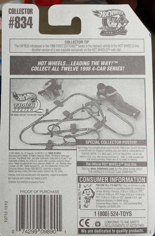 Ferrari Testarossa - Blue Card toy car collectible - Main Image 3