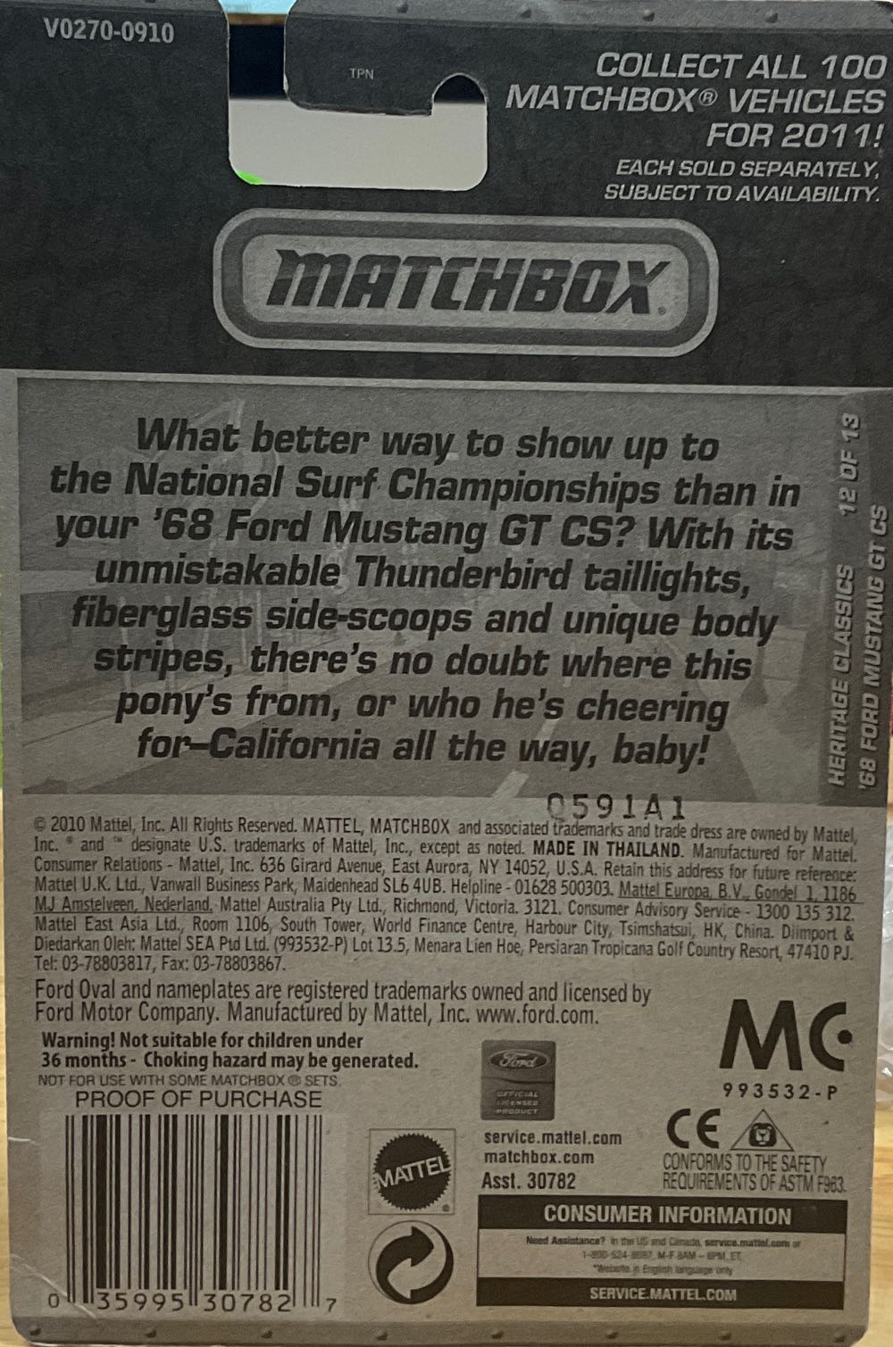 1968 Ford Mustang GT CS - Matchbox Heritage Classics toy car collectible - Main Image 3