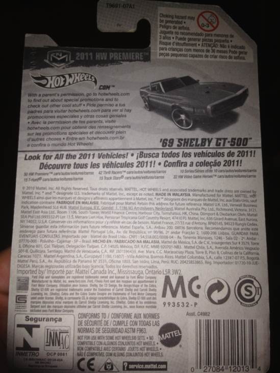 68 Shelby GT-500 - 2011 HW Premiere toy car collectible - Main Image 2