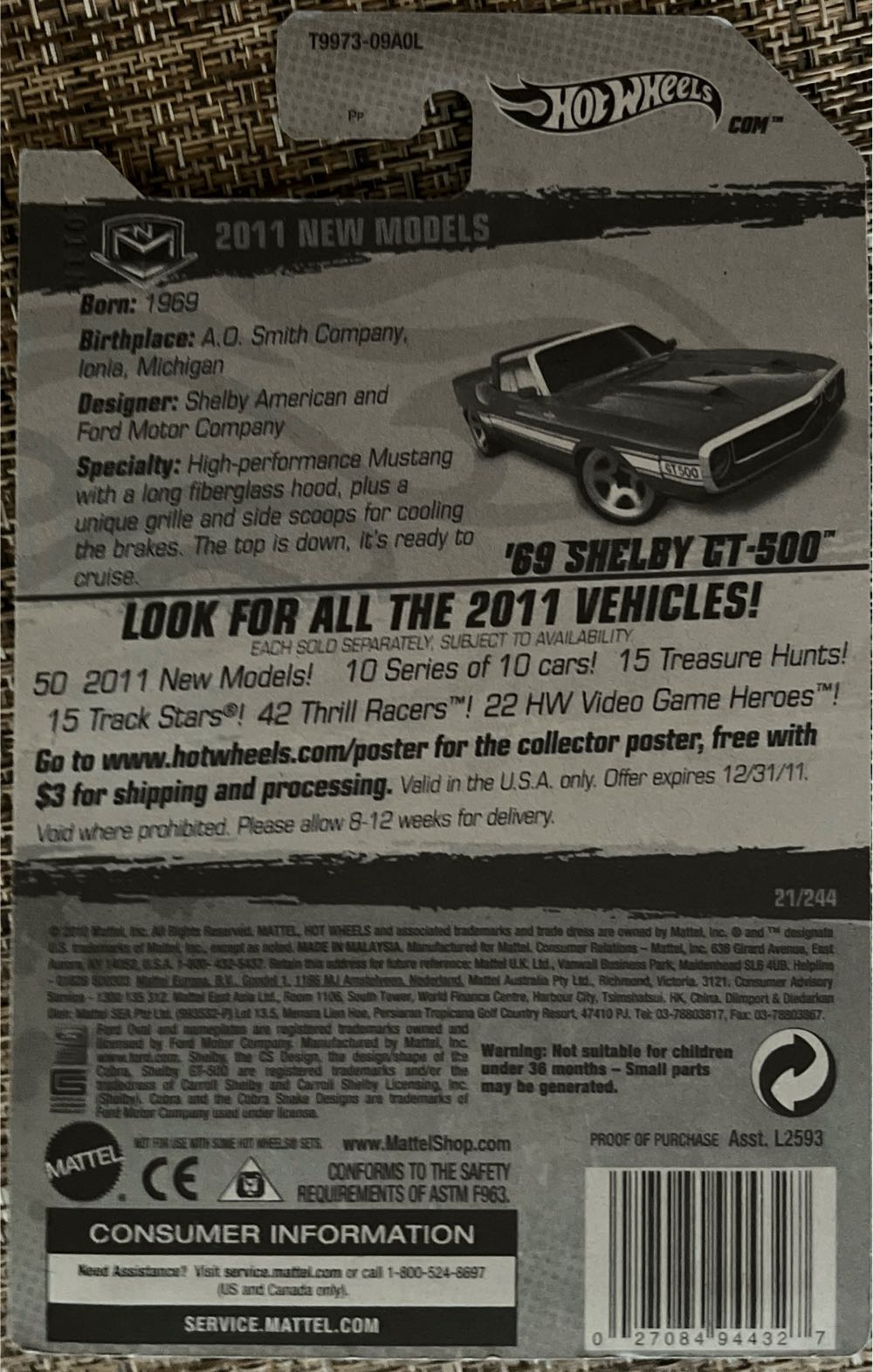 68 Shelby GT-500 - 2011 HW Premiere toy car collectible - Main Image 4