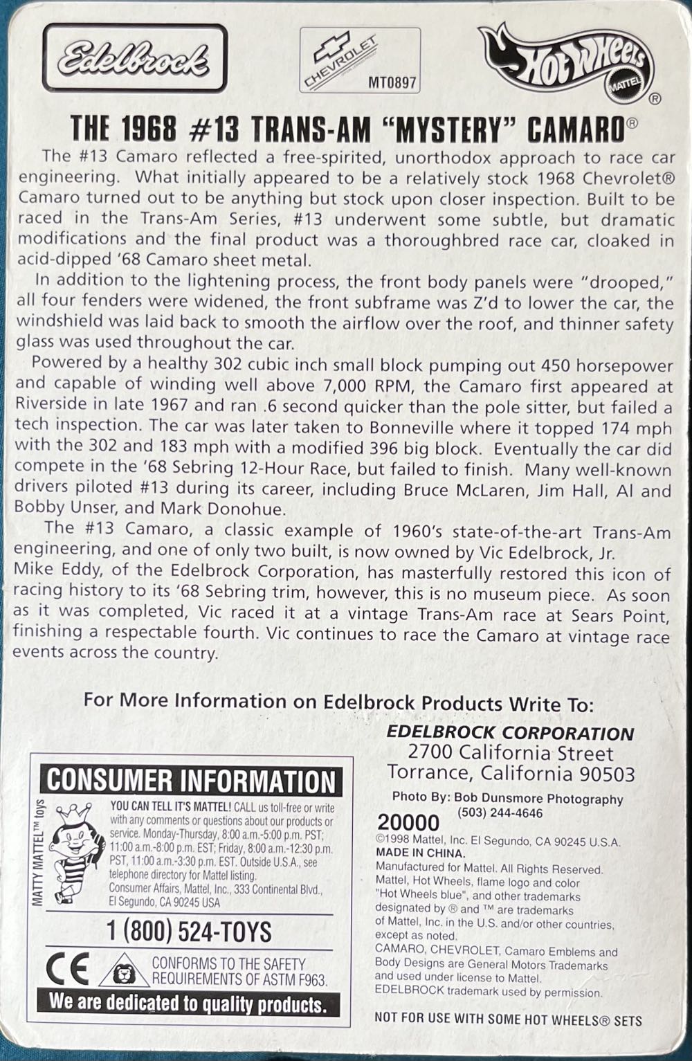 Camaro (Trans-Am) (’68) - Limited Edition toy car collectible - Main Image 2