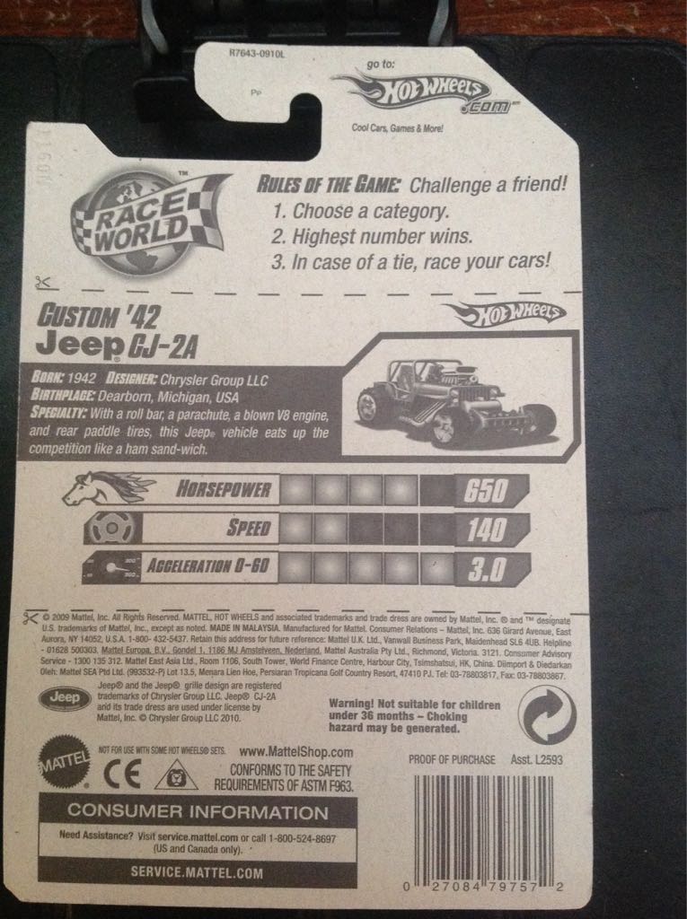 Custom ’42 Jeep CJ-2A - Race World Jungle ’10 toy car collectible - Main Image 2