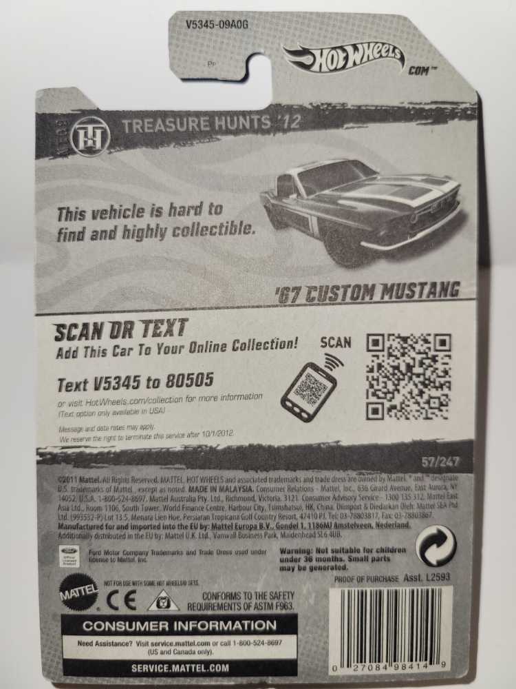 ’67 Custom Mustang - Treasure Hunts ’12 toy car collectible - Main Image 4