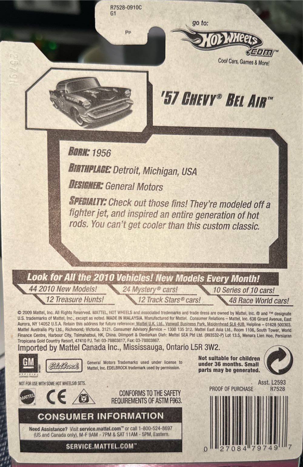 1957 Chevrolet Bel Air (Race Car #23) - HW Performance toy car collectible - Main Image 2