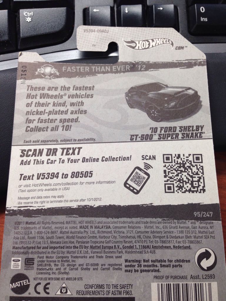 ’10 Ford Shelby GT-500 Super Snake - Faster Than Ever ’12 toy car collectible - Main Image 2