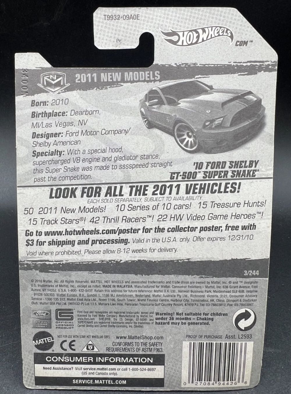 ‘10 Ford Shelby GT 500 SuperSnake - 2011 New Models toy car collectible - Main Image 3