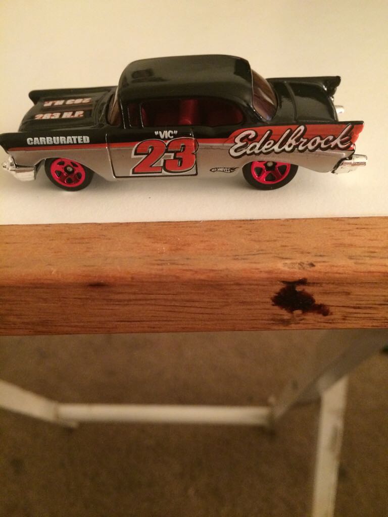 55 Chevy Bel Air Edelbrock Black/silver  toy car collectible - Main Image 2