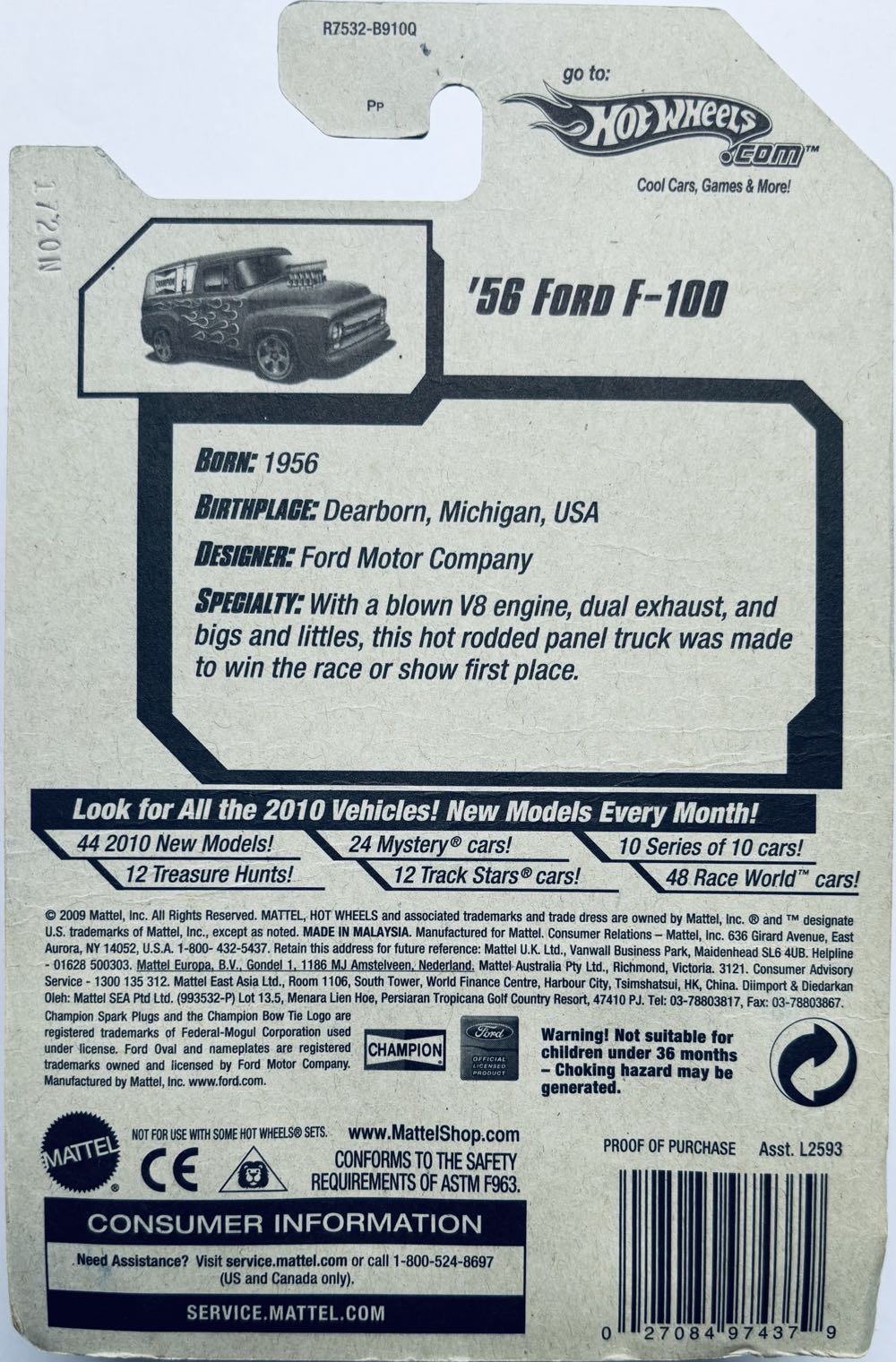 ’56 Ford F-100 - HW Performance toy car collectible - Main Image 3