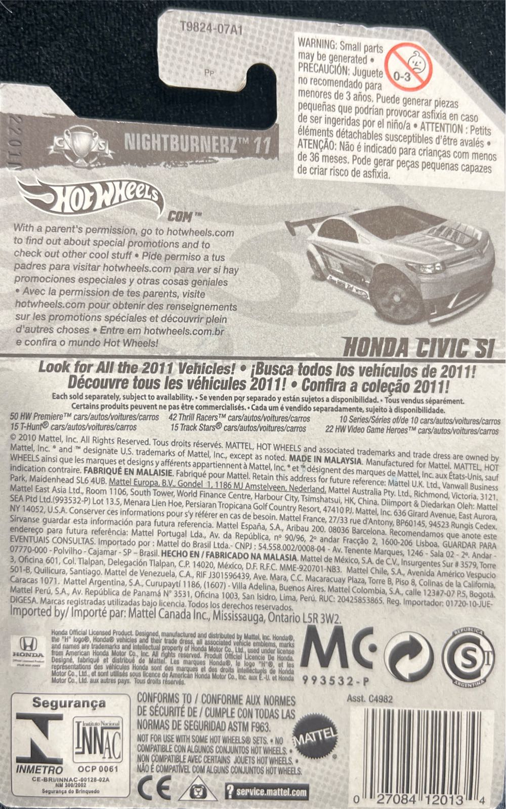 Honda Civic SI ‘11 - Nightburnerz 11 toy car collectible - Main Image 3