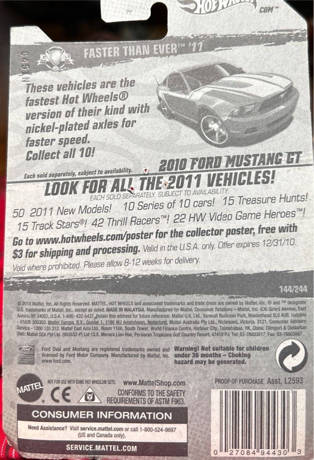 2010 Ford Mustang GT - Faster Than Ever ’11 toy car collectible - Main Image 3