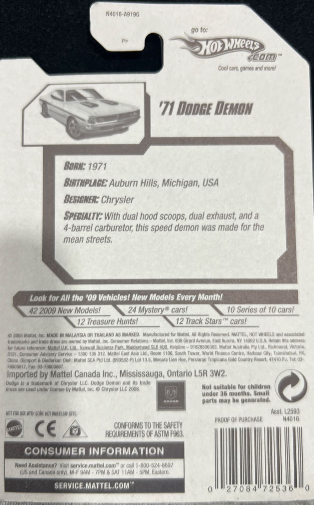 Dodge ‘71 Demon 😈 - 2009 New Models toy car collectible - Main Image 2