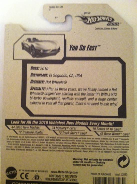 Yur So Fast - 2010 New Models toy car collectible - Main Image 2