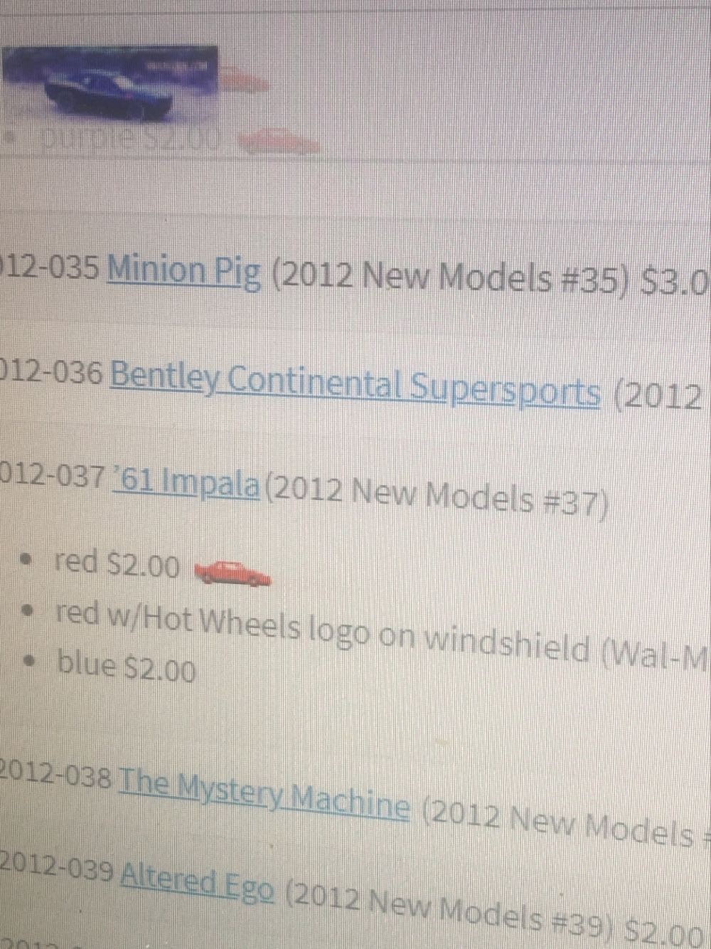 ’61 Impala - 2012 New Models toy car collectible - Main Image 3