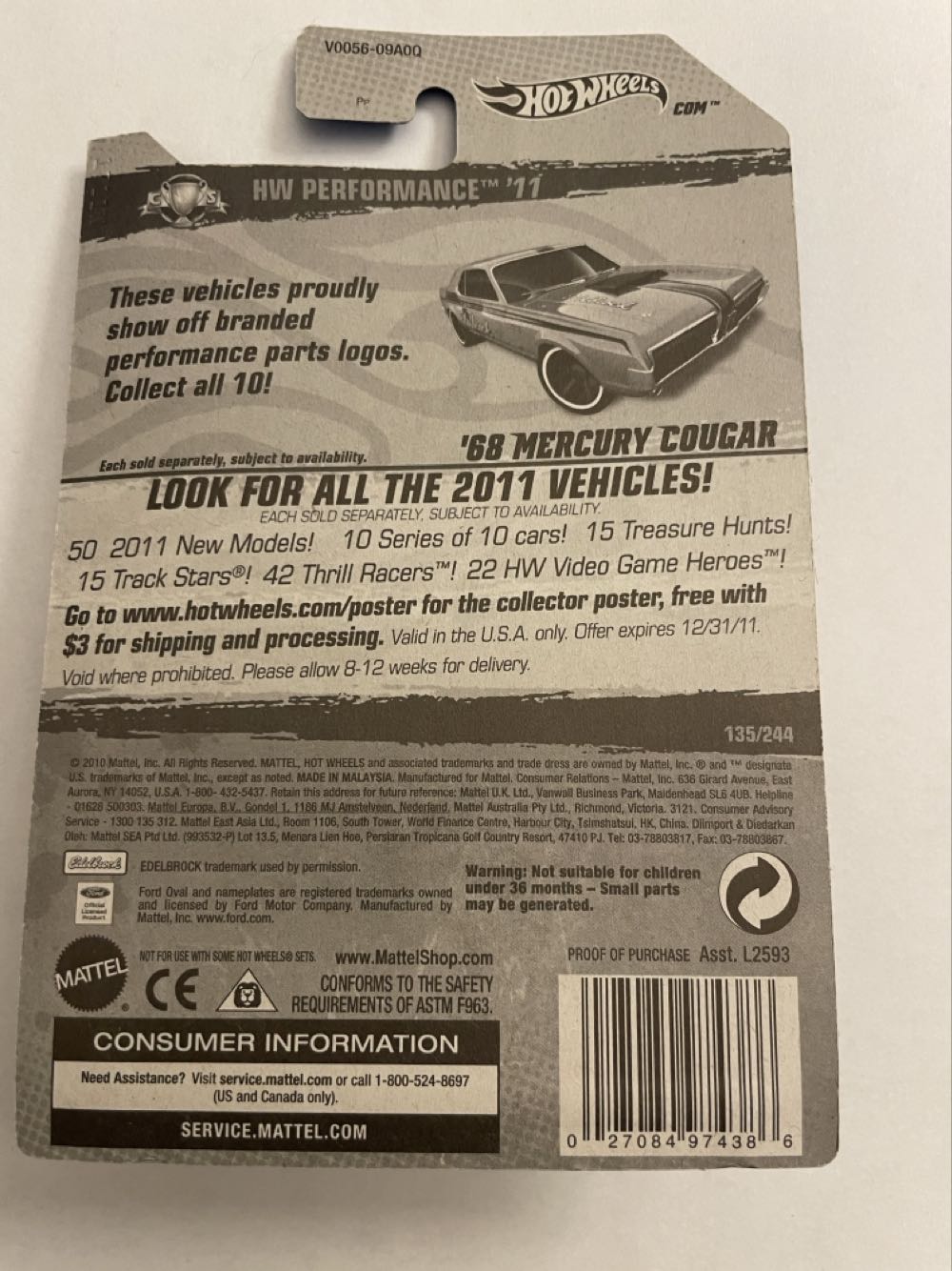 ’68 Mercury Cougar - HW Performance toy car collectible - Main Image 2