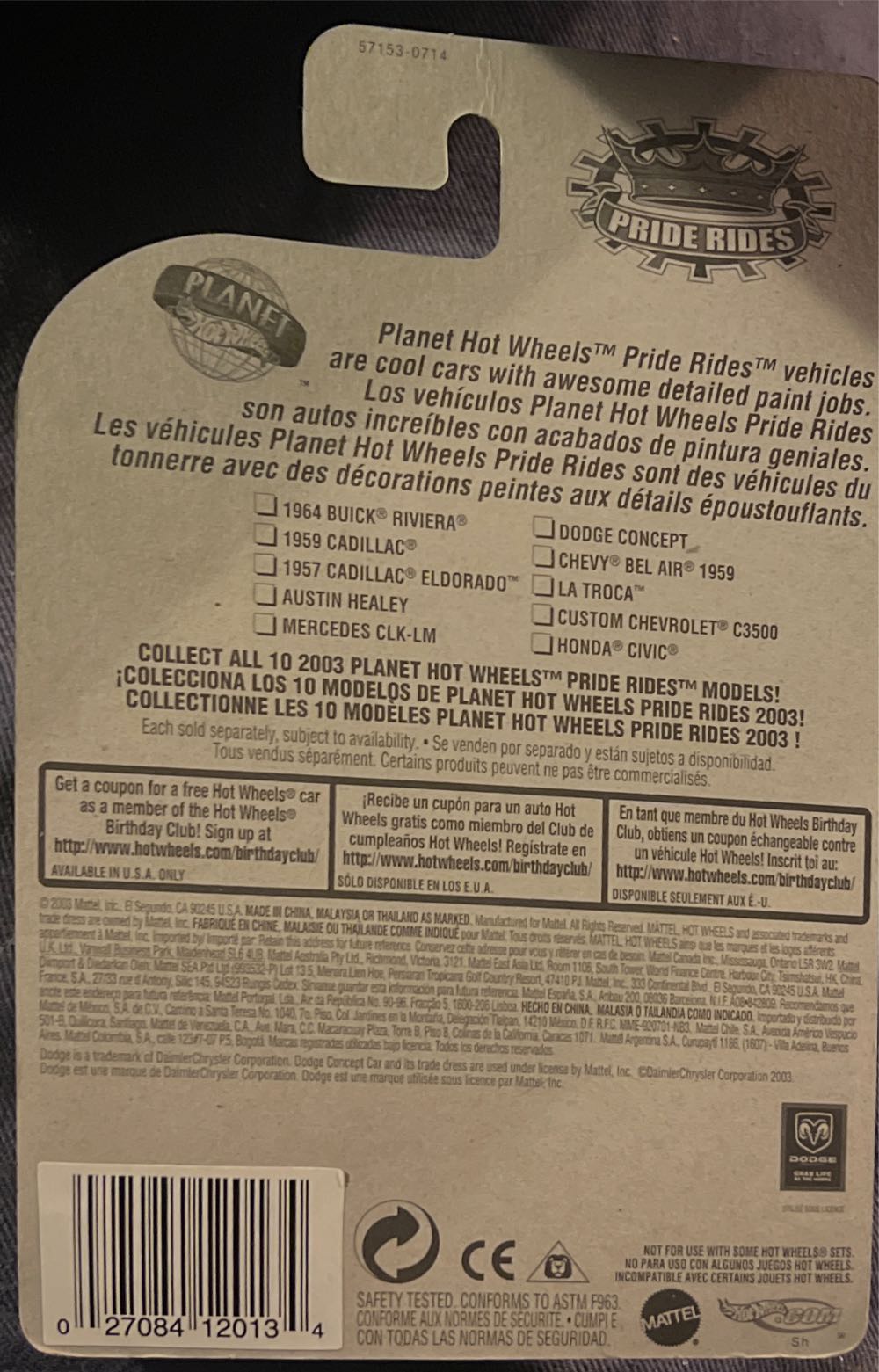 164 - Dodge Concept - 2003 Pride Rides toy car collectible - Main Image 2