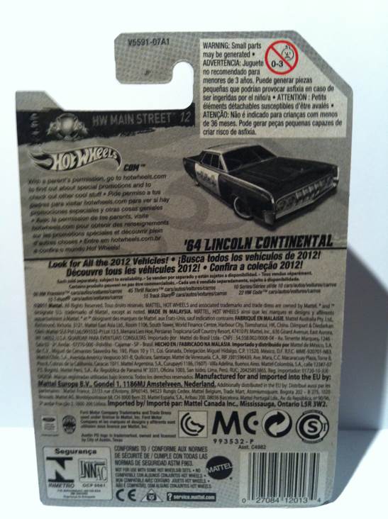 ‘64 Lincoln Continental - 2012 - HW Main Street toy car collectible - Main Image 2