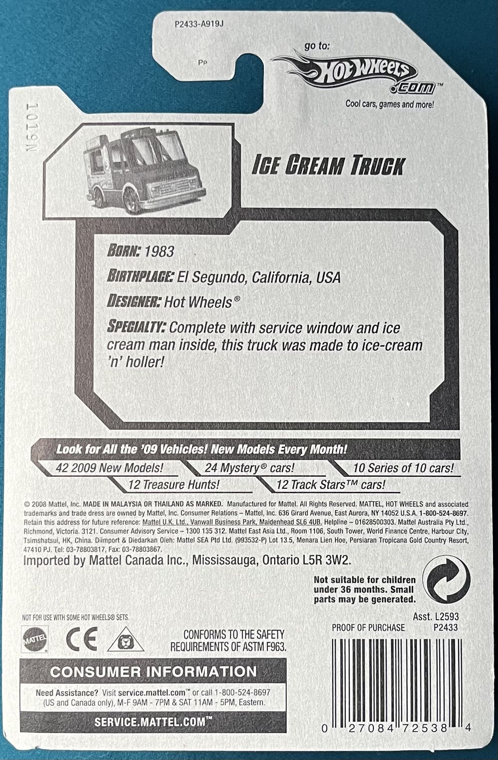 Ice Cream Truck - 2009 - HW City Works toy car collectible - Main Image 2