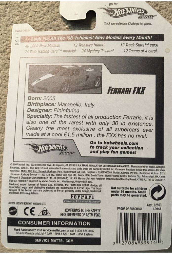 Ferrari FXX - 2008 - HW First Editions toy car collectible - Main Image 2