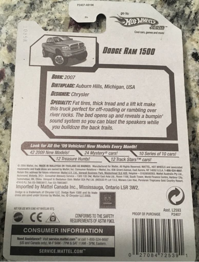 1/10 Dodge Ram 1500 - 2009 - HW Special Features™️ toy car collectible - Main Image 2