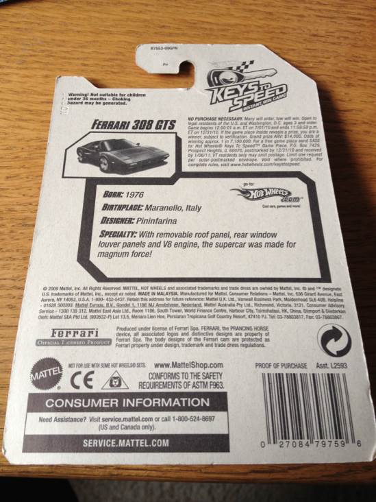 Ferrari 308 GTS - 2010 All Stars toy car collectible - Main Image 2