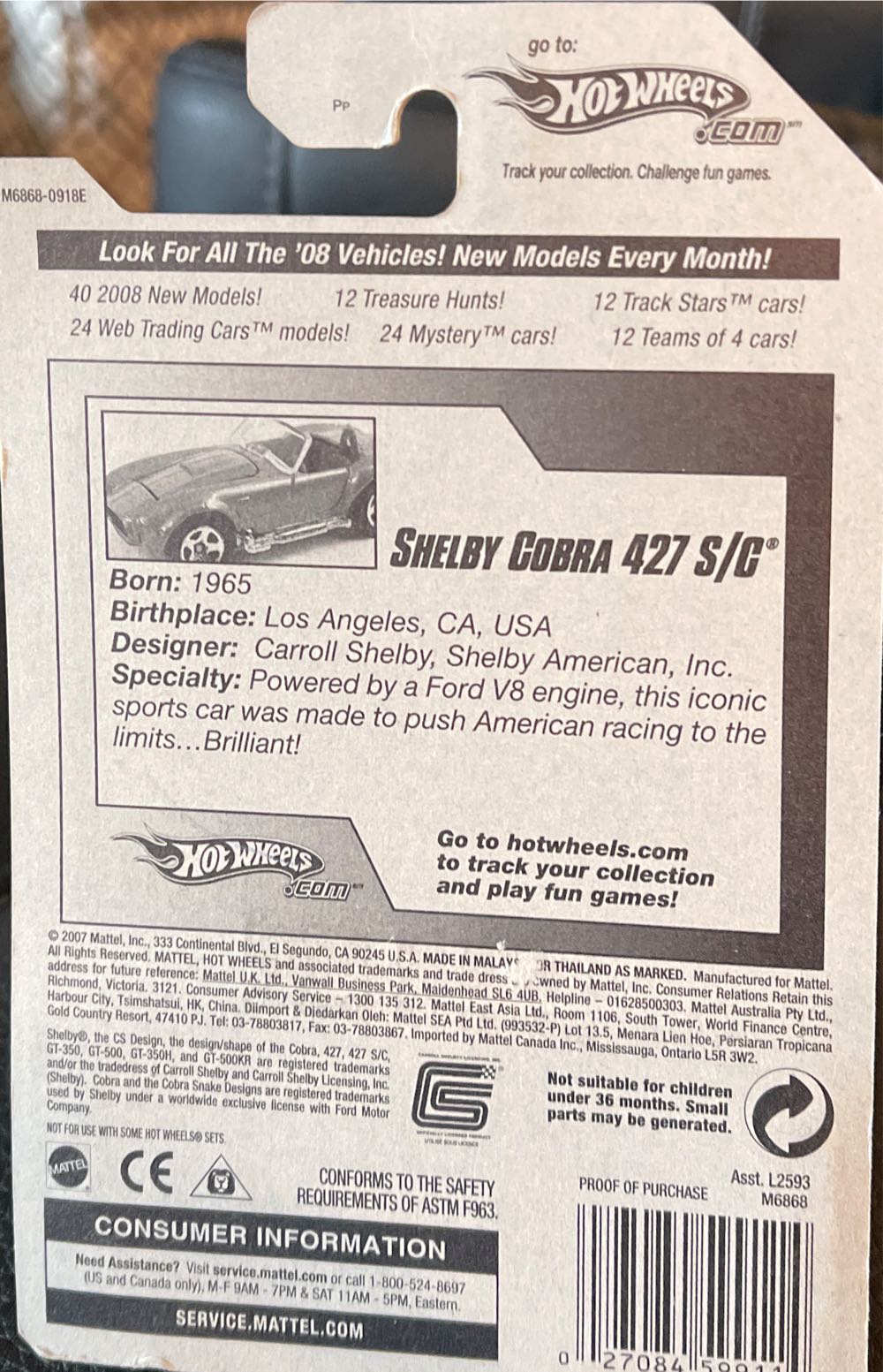 AC Shelby Cobra 427 S/C - HW: Team: Engine Revealers ‘08 toy car collectible - Main Image 2