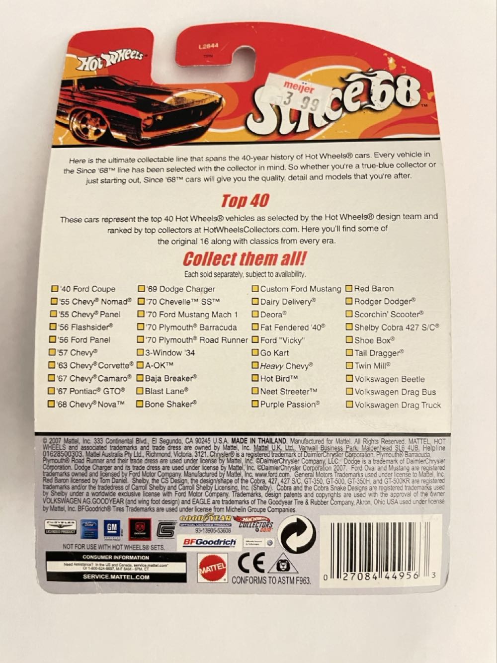 Hot Wheels Shelby Cobra 427 S/C - Since ’68 Top 40 toy car collectible - Main Image 2