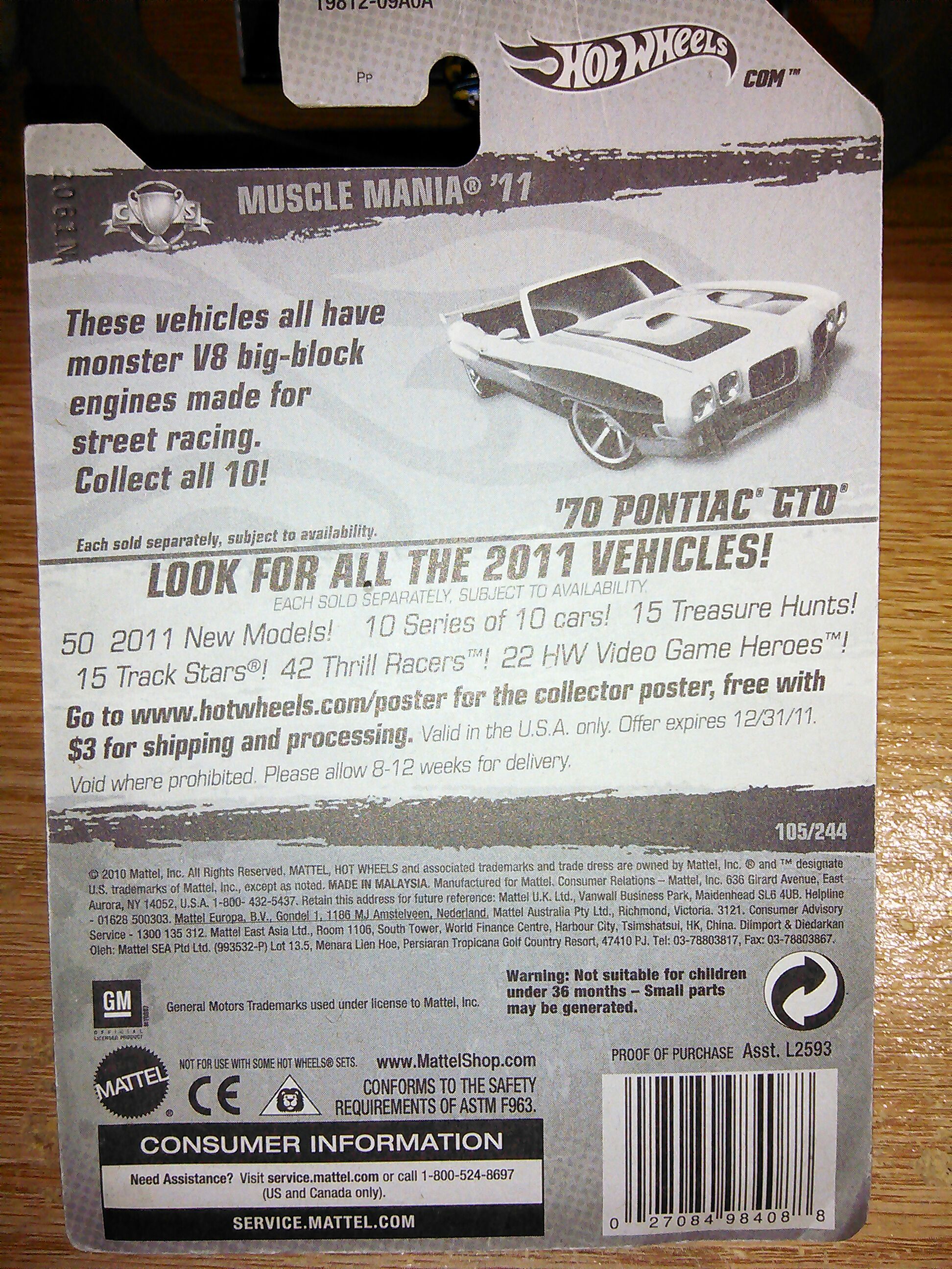 ‘70 Pontiac Gto - 2011 - HW Muscle Mania toy car collectible - Main Image 2