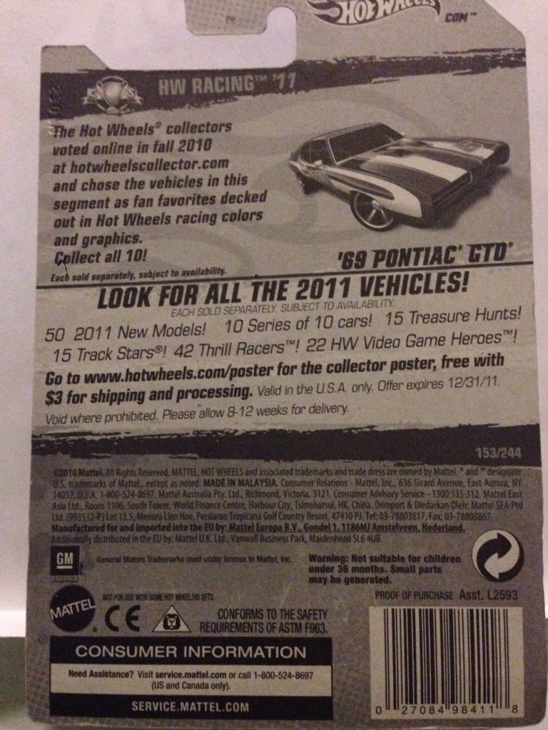 1969 Pontiac GTO - HW Racing toy car collectible - Main Image 2