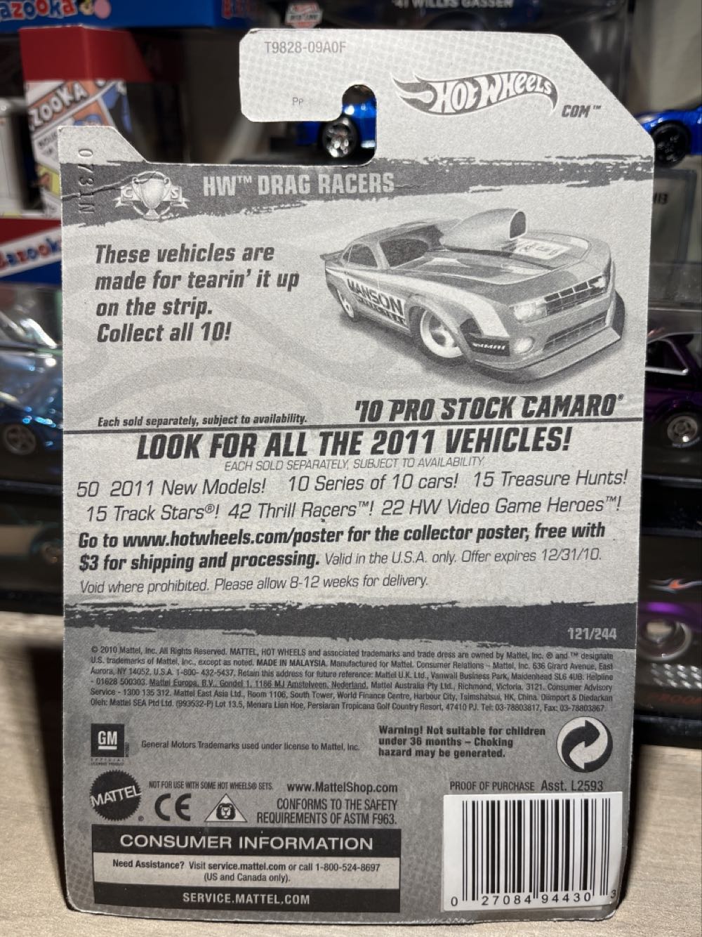 ‘10 Pro Stock Camaro - 2011 HW Drag Racers toy car collectible - Main Image 3